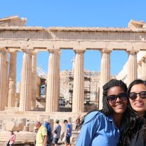 A friend and I in front of the Parthenon on the JFRC Fall Break Greece Trip. 
