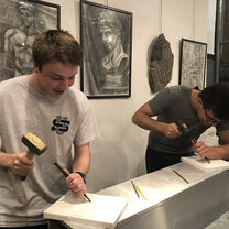CYA Students in a Marble Sculpting Workshop