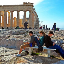 CYA Students doing work by the Acropolis