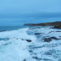 Crashing waves on the beach next to the hotel we stayed at on an IES trip to Northern Ireland